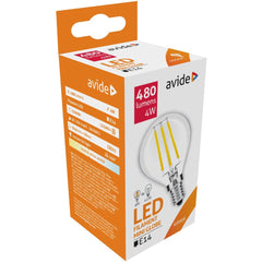 Avide LED Filament Bulb Spherical 4W E14 360° White 4000K