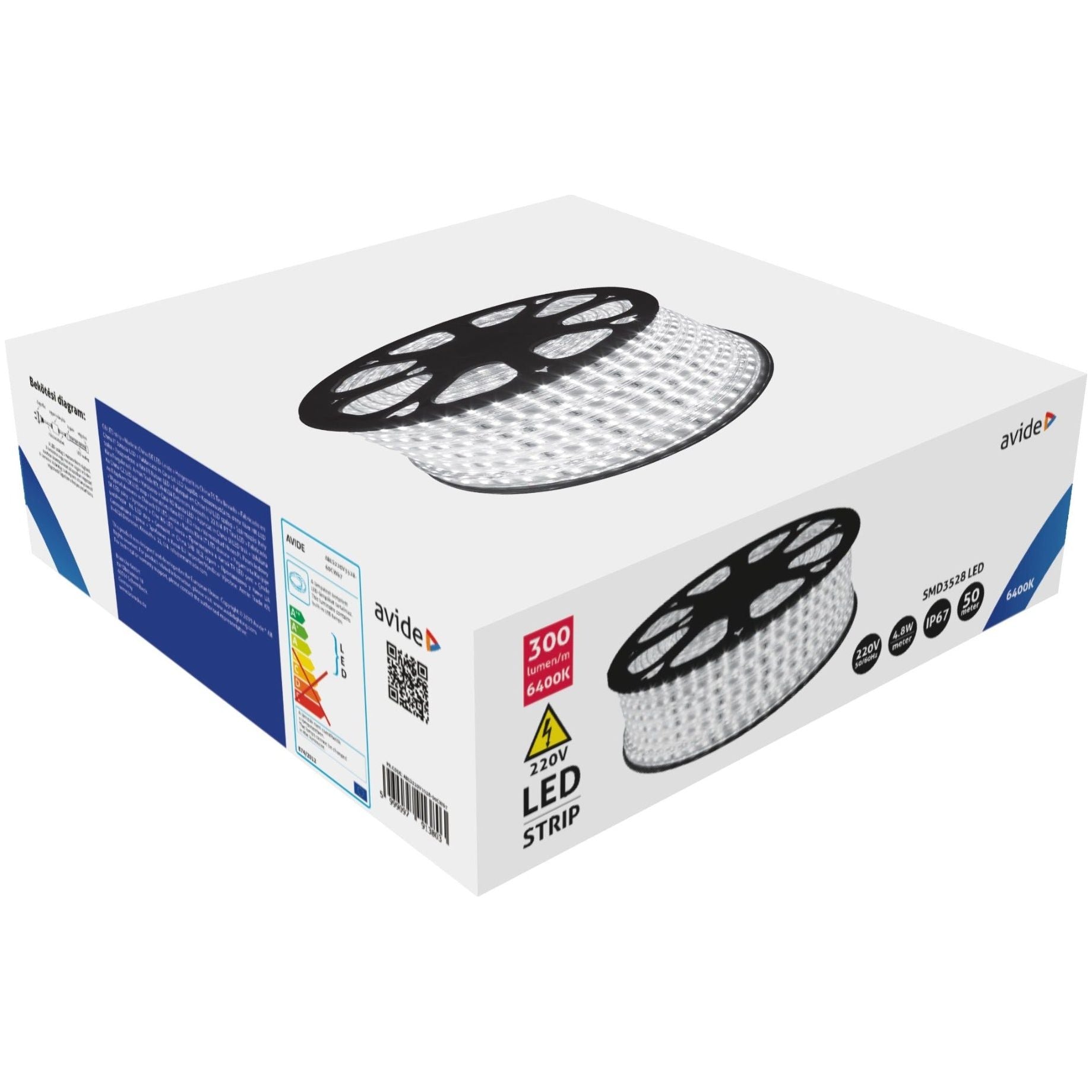 Avide LED Ταινία 220V 4.8W 6400K IP67 50m
