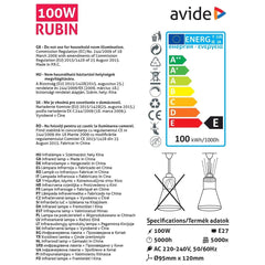 Avide Infrared Lamp R95 E27 100W Red