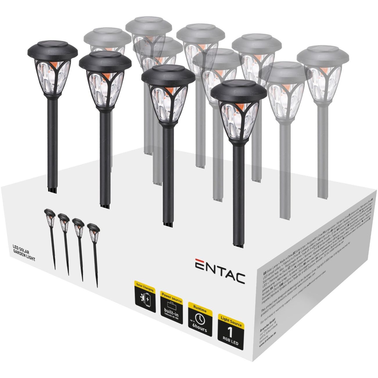 Entac Solar Garden Light 40cm Plastic 1 LED (12pcs)