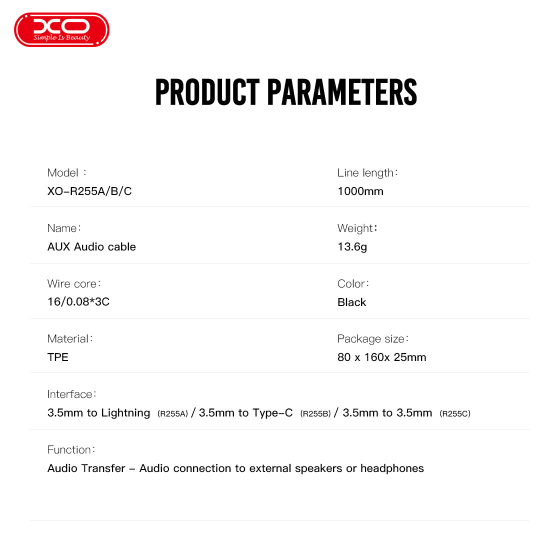 XO NBR255A Καλώδιο Αντάπτορας Ήχου Lightning σε 3.5mm