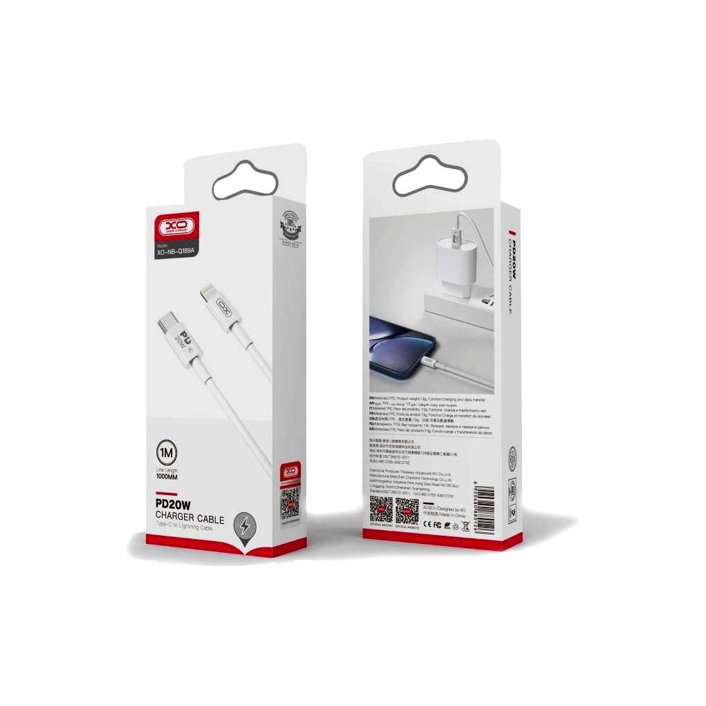 XO NB-Q189A PD 20W Καλώδιο Φόρτισης Type-C σε Lightning 1m