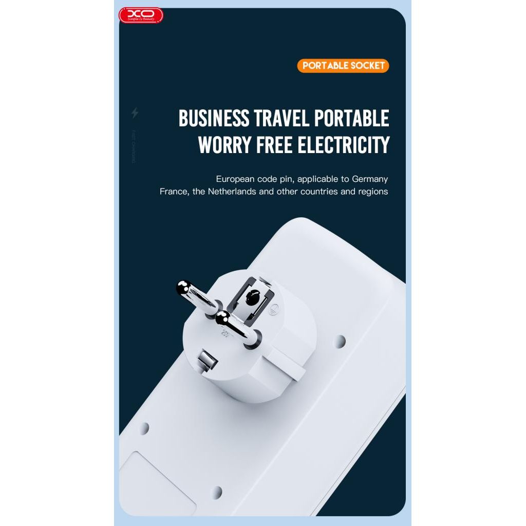 XO WL08 Πολύπριζο EU Smart Τοίχου (3AC+2USB 2.4A) Λευκό
