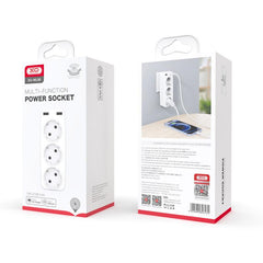 XO WL08 Πολύπριζο EU Smart Τοίχου (3AC+2USB 2.4A) Λευκό