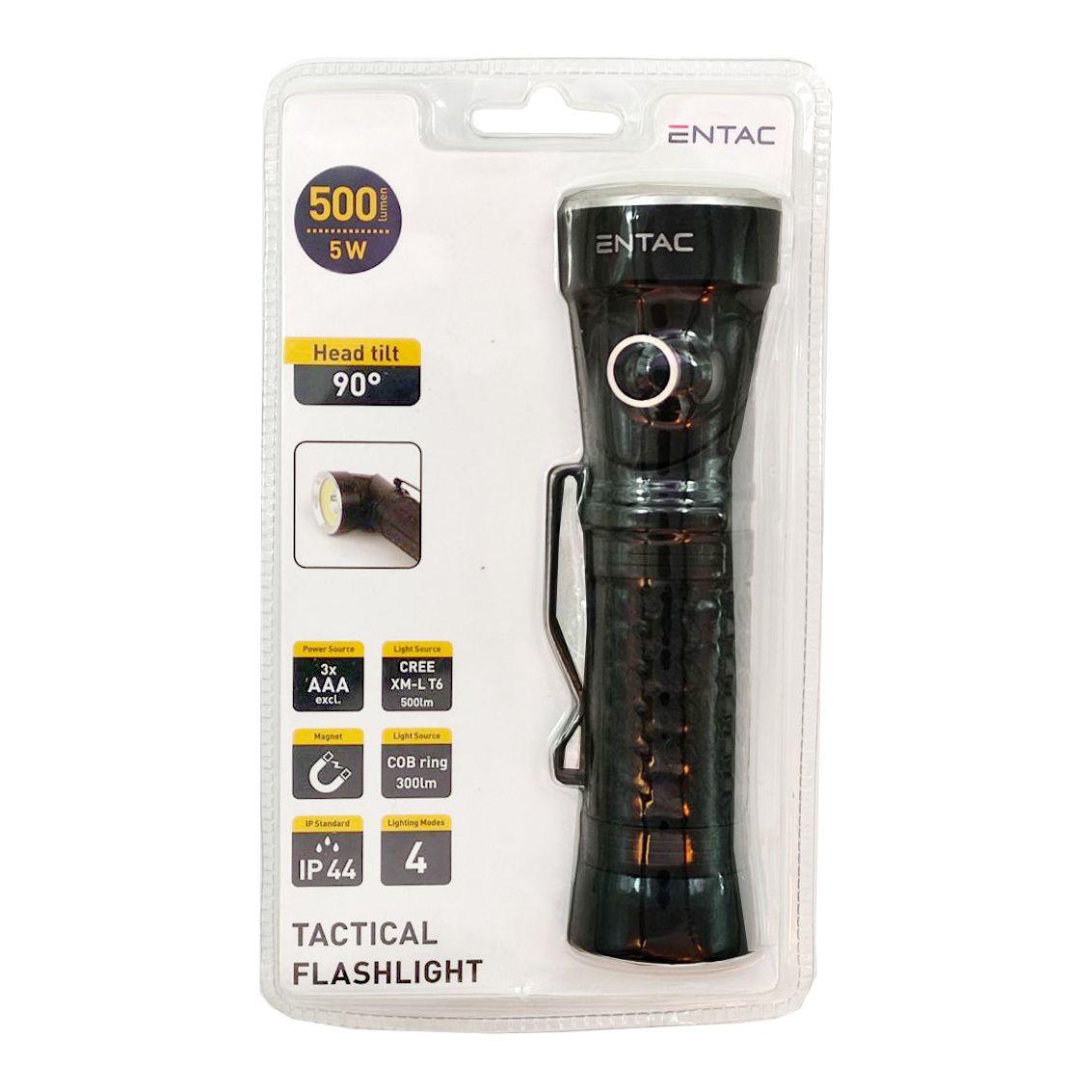 Entac Φακός 90° 5W T6 Αλουμινίου (3xAAA Δεν περιλαμβ.)