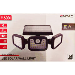 Entac Ηλιακό Φωτιστικό Τοίχου 15W SMD 3 Κεφαλές με Ανιχνευτή Κίνησης
