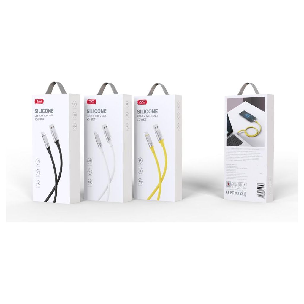 XO NB251 6A Liquid Silicone Rubber Type-c Data Cable 1m Cable Yellow